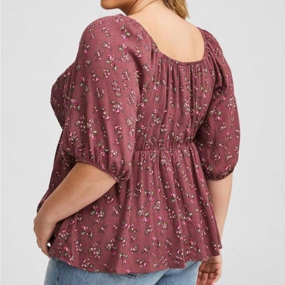 Babydoll Crinkle Gauze 3/4 Sleeve Top 4x - Picture 2 of 6